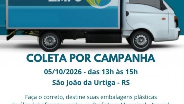 ATEN��O | Coleta por Campanha: Embalagens Pl�sticas de �leo Lubrificante Usadas